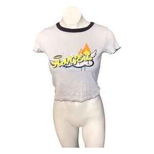 White Graphic Baby Tee size small